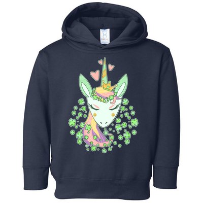 Cute St Patrick's Day Unicorn Shamrocks Clovers Toddler Hoodie