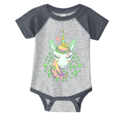 Cute St Patrick's Day Unicorn Shamrocks Clovers Infant Baby Jersey Bodysuit