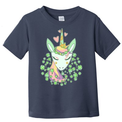 Cute St Patrick's Day Unicorn Shamrocks Clovers Toddler T-Shirt