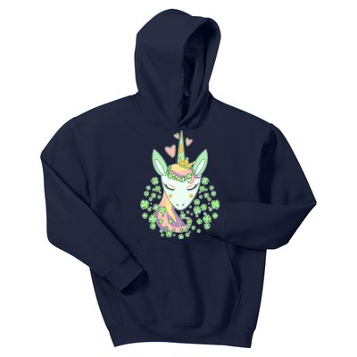 Cute St Patrick's Day Unicorn Shamrocks Clovers Kids Hoodie