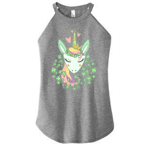 Cute St Patrick's Day Unicorn Shamrocks Clovers Women's Perfect Tri Rocker Tank