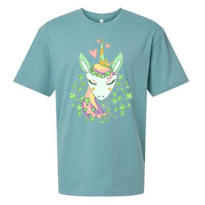 Cute St Patrick's Day Unicorn Shamrocks Clovers Sueded Cloud Jersey T-Shirt