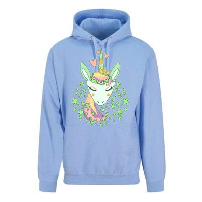 Cute St Patrick's Day Unicorn Shamrocks Clovers Unisex Surf Hoodie