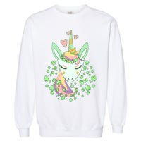 Cute St Patrick's Day Unicorn Shamrocks Clovers Garment-Dyed Sweatshirt