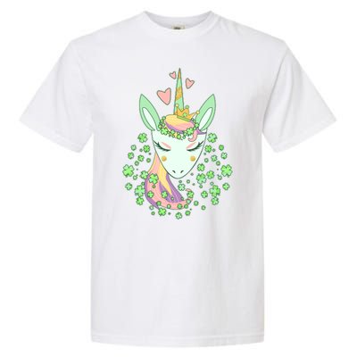 Cute St Patrick's Day Unicorn Shamrocks Clovers Garment-Dyed Heavyweight T-Shirt