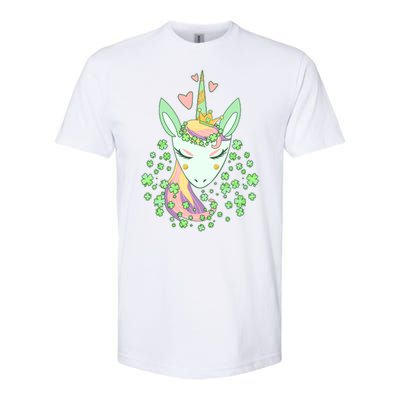 Cute St Patrick's Day Unicorn Shamrocks Clovers Softstyle CVC T-Shirt