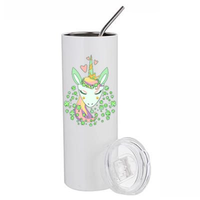 Cute St Patrick's Day Unicorn Shamrocks Clovers Stainless Steel Tumbler