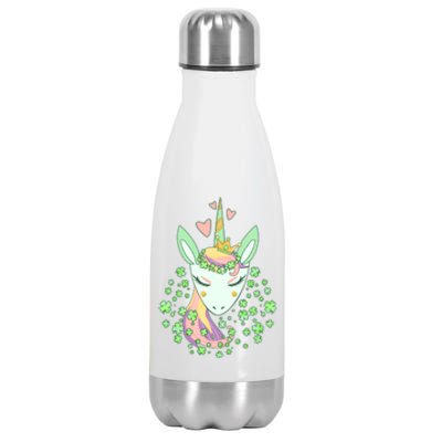 Cute St Patrick's Day Unicorn Shamrocks Clovers Stainless Steel Insulated Water Bottle