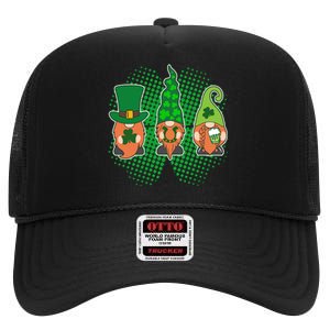 Cute St Patrick's Days Lucky Gnomes High Crown Mesh Back Trucker Hat