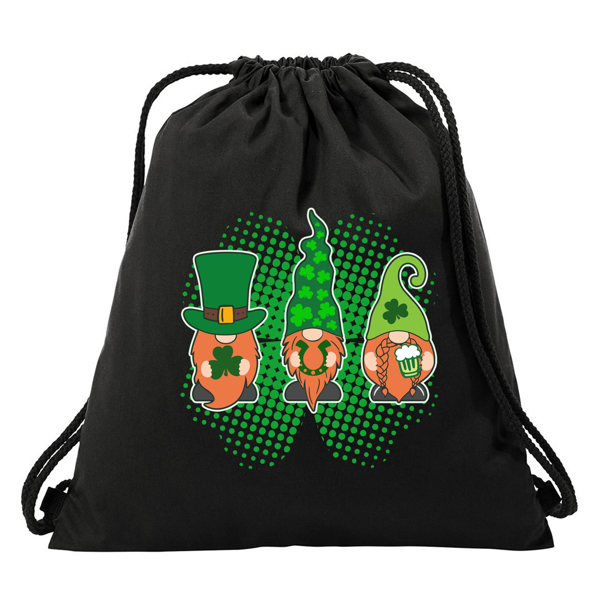 Cute St Patrick's Days Lucky Gnomes Drawstring Bag