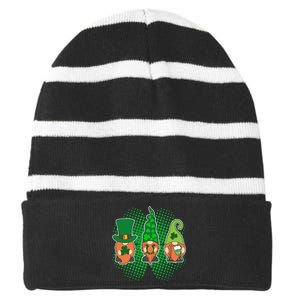 Cute St Patrick's Days Lucky Gnomes Striped Beanie with Solid Band