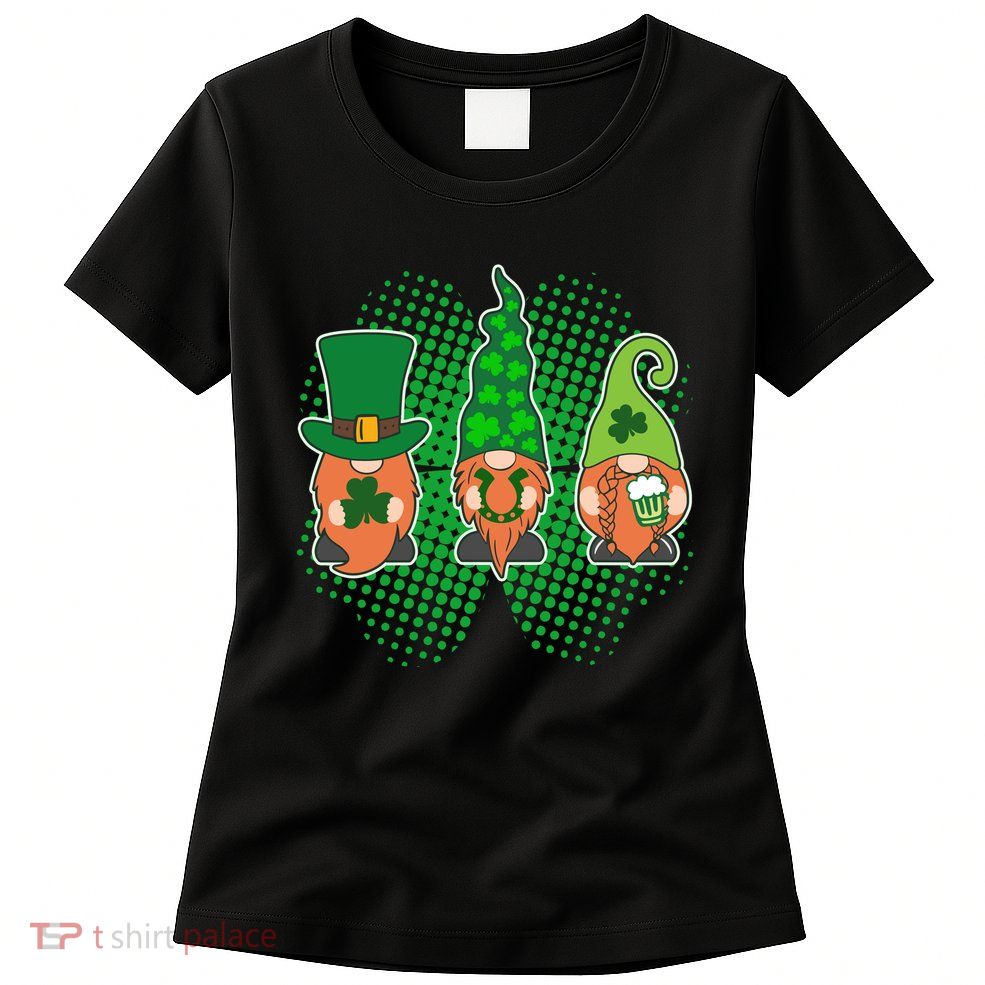 Cute St Patrick's Days Lucky Gnomes Womens T-Shirt