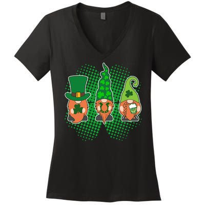 Cute St Patrick's Days Lucky Gnomes Women's V-Neck T-Shirt