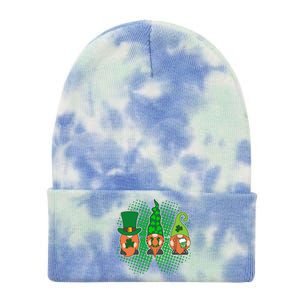 Cute St Patrick's Days Lucky Gnomes Tie Dye 12in Knit Beanie