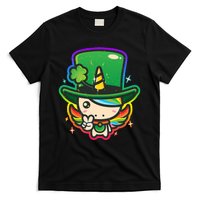 Cute St Patricks Leprechaun Rainbow Unicorn T-Shirt