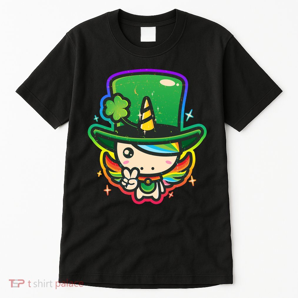 Cute St Patricks Leprechaun Rainbow Unicorn Tall T-Shirt