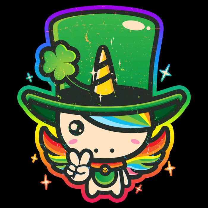 Cute St Patricks Leprechaun Rainbow Unicorn Drawstring Bag