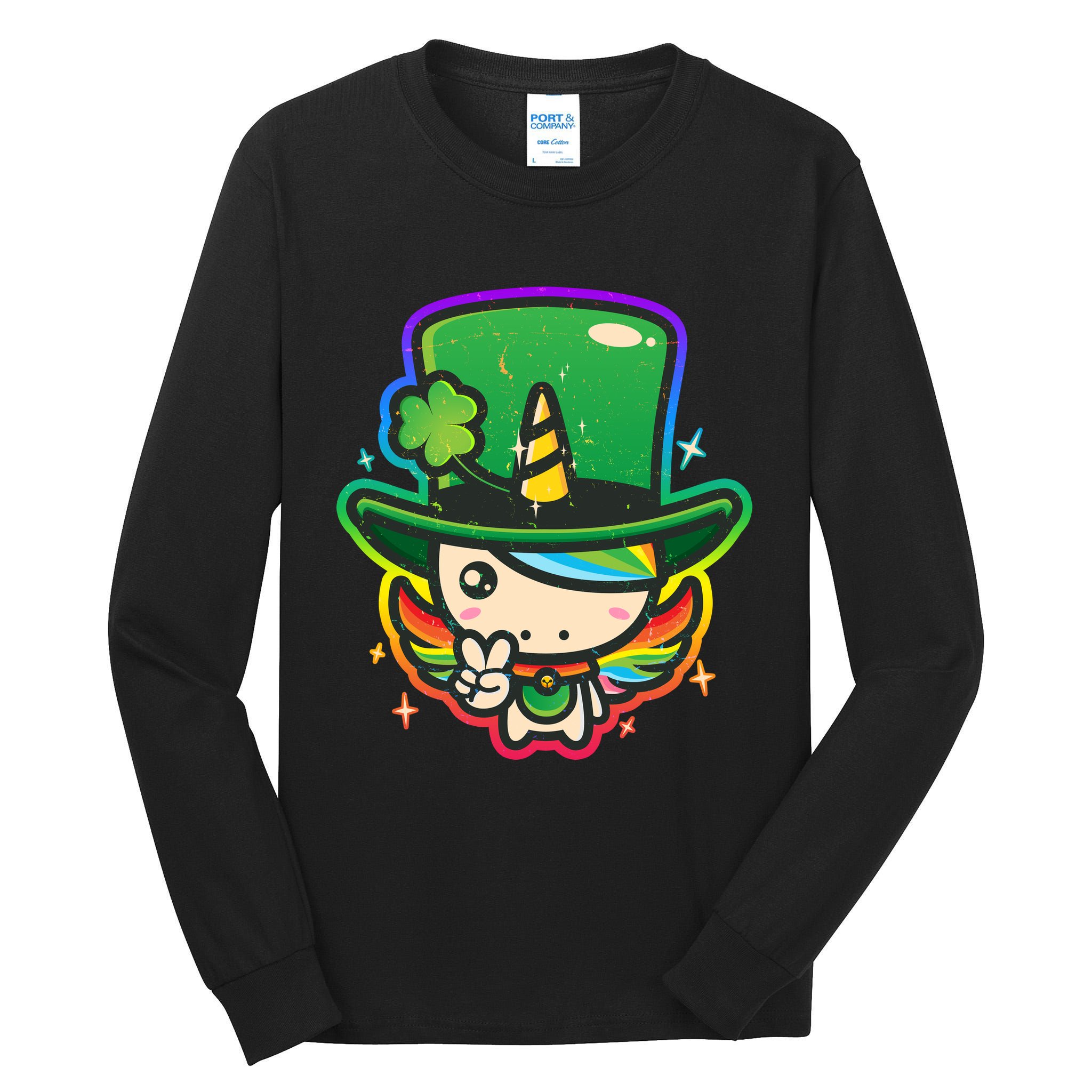 Cute St Patricks Leprechaun Rainbow Unicorn Tall Long Sleeve T-Shirt