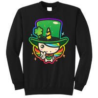 Cute St Patricks Leprechaun Rainbow Unicorn Tall Sweatshirt