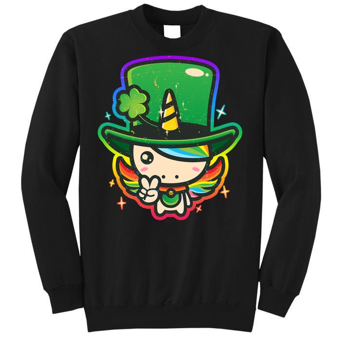 Cute St Patricks Leprechaun Rainbow Unicorn Tall Sweatshirt