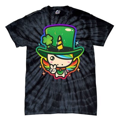 Cute St Patricks Leprechaun Rainbow Unicorn Tie-Dye T-Shirt