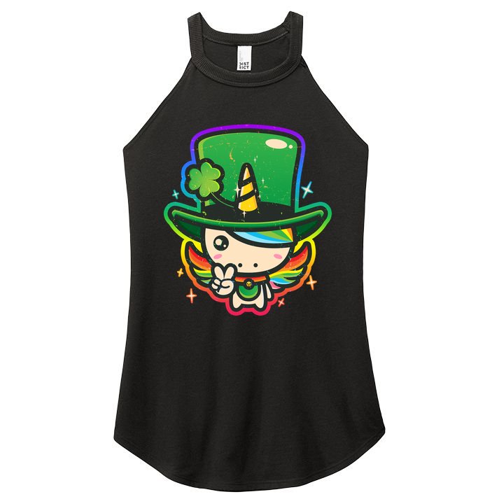 Cute St Patricks Leprechaun Rainbow Unicorn Women's Perfect Tri Rocker Tank