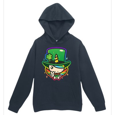 Cute St Patricks Leprechaun Rainbow Unicorn Urban Pullover Hoodie