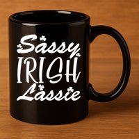Cute St Pattys Day Sassie Irish Lassie 11oz C Handle Ceramic Mug