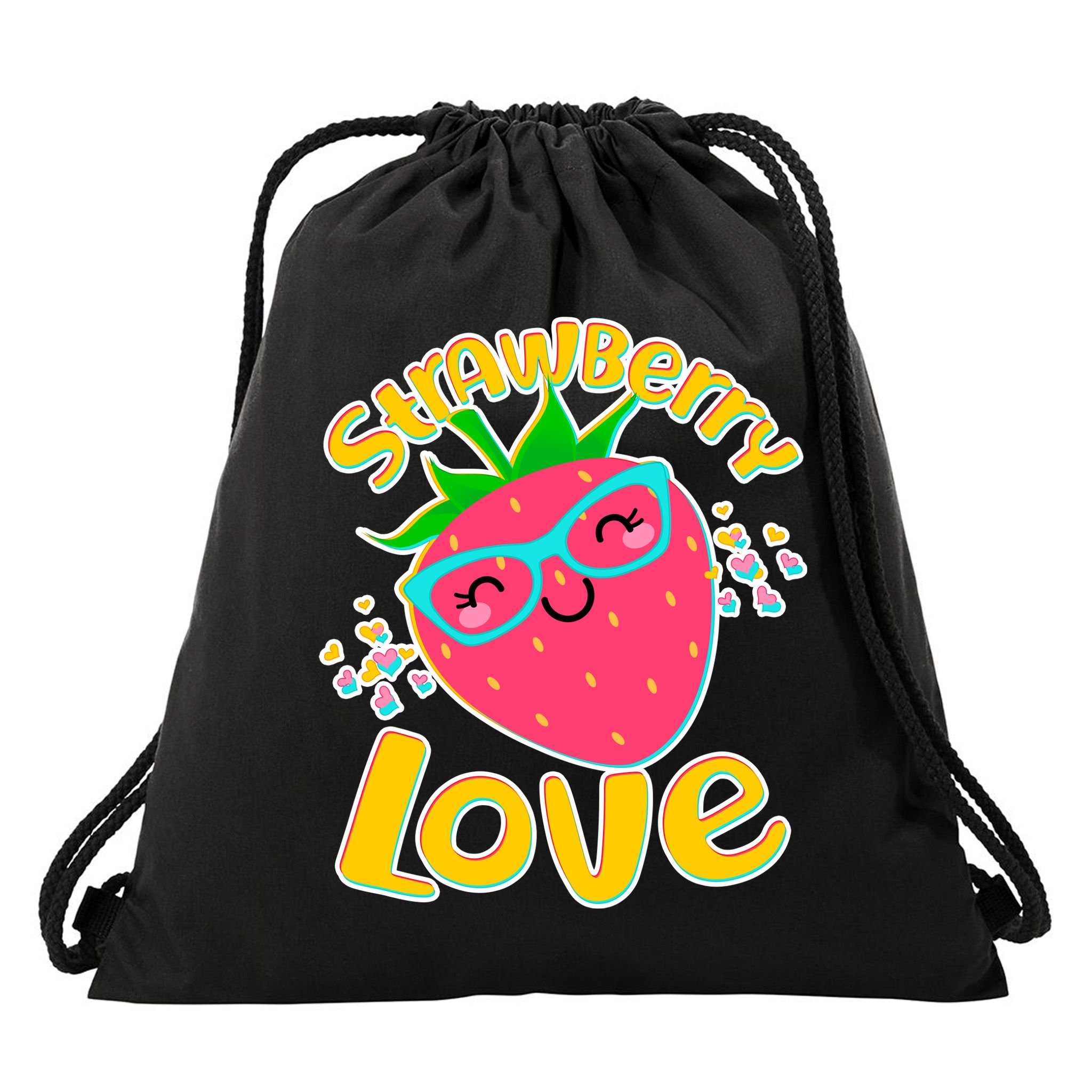 Cute Strawberry Love Drawstring Bag