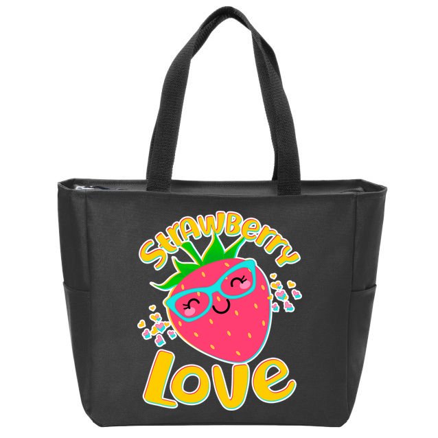 Cute Strawberry Love Zip Tote Bag