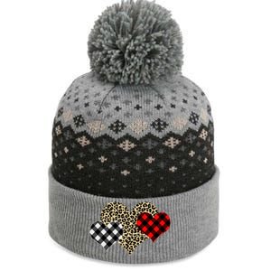 Cute Stylish Leopard Plaid Print Valentine Hearts The Baniff Cuffed Pom Beanie