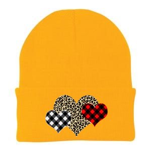 Cute Stylish Leopard Plaid Print Valentine Hearts Knit Cap Winter Beanie