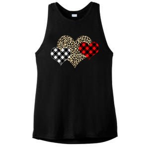 Cute Stylish Leopard Plaid Print Valentine Hearts Ladies PosiCharge Tri-Blend Wicking Tank