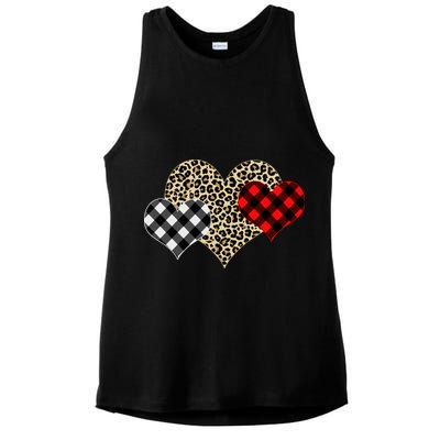 Cute Stylish Leopard Plaid Print Valentine Hearts Ladies PosiCharge Tri-Blend Wicking Tank