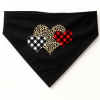 Cute Stylish Leopard Plaid Print Valentine Hearts USA-Made Doggie Bandana