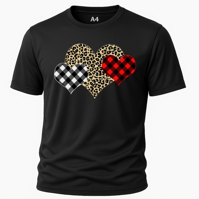 Cute Stylish Leopard Plaid Print Valentine Hearts Performance Shirt