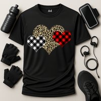 Cute Stylish Leopard Plaid Print Valentine Hearts Performance Shirt