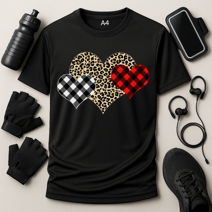 Cute Stylish Leopard Plaid Print Valentine Hearts Performance Shirt