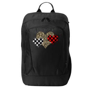 Cute Stylish Leopard Plaid Print Valentine Hearts City Backpack