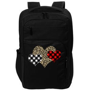 Cute Stylish Leopard Plaid Print Valentine Hearts Impact Tech Backpack