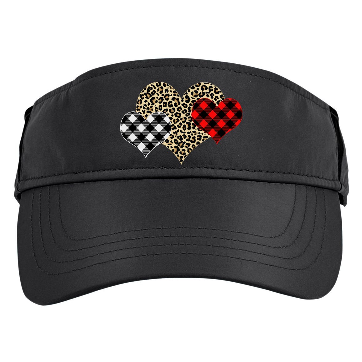 Cute Stylish Leopard Plaid Print Valentine Hearts Adult Drive Performance Visor