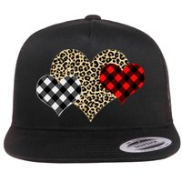 Cute Stylish Leopard Plaid Print Valentine Hearts Flatbill Hat