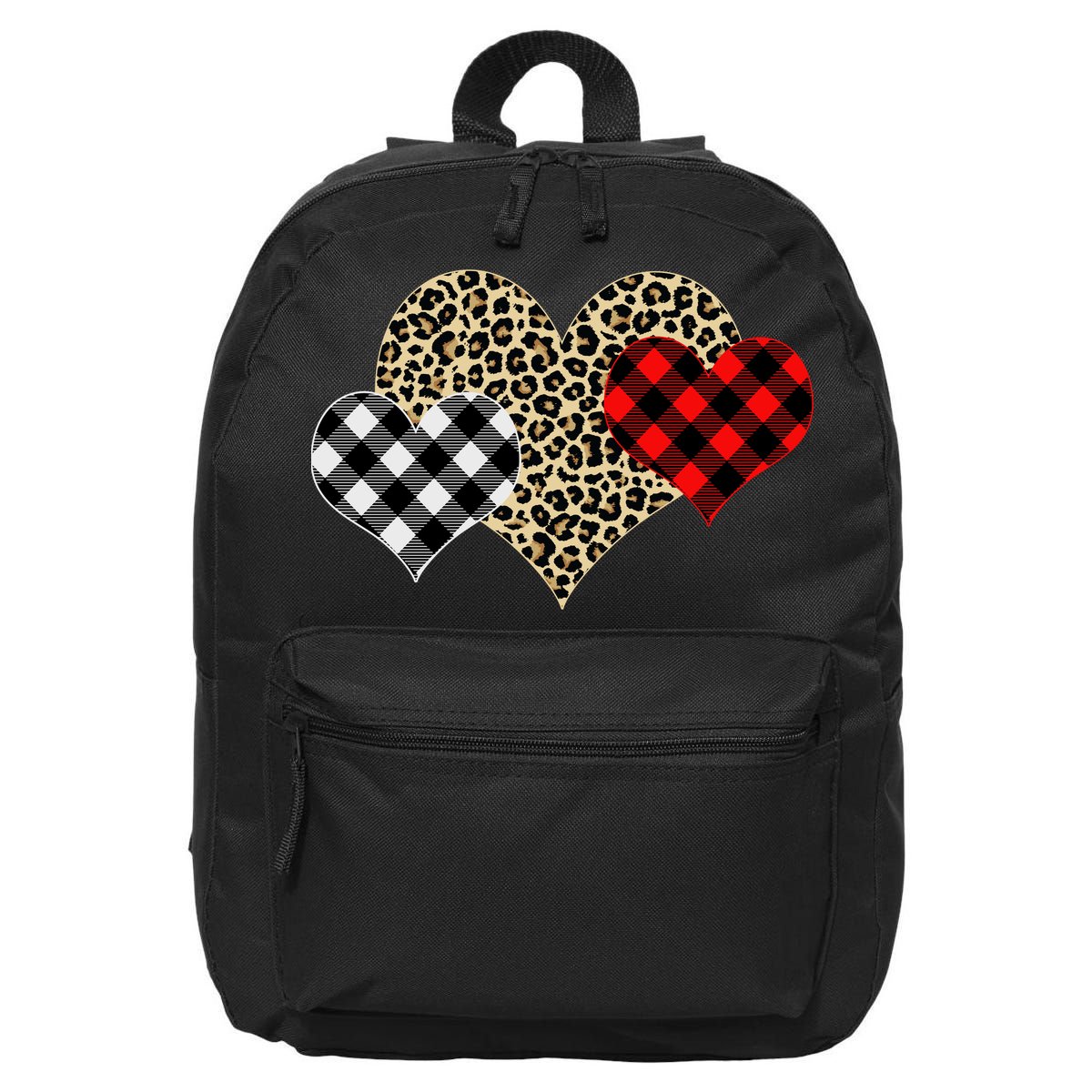 Cute Stylish Leopard Plaid Print Valentine Hearts 16 in Basic Backpack