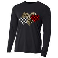 Cute Stylish Leopard Plaid Print Valentine Hearts Cooling Performance Long Sleeve Crew