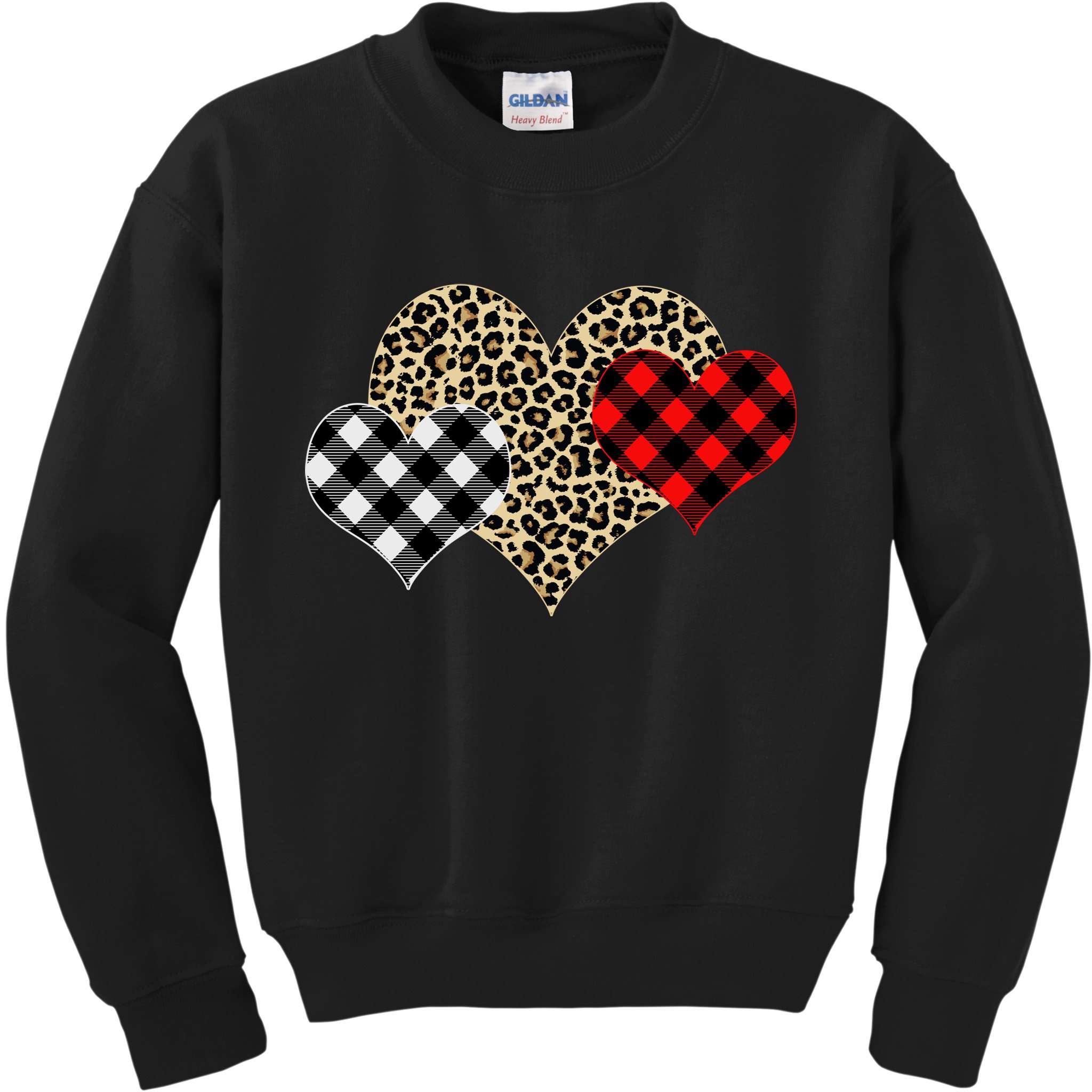 Cute Stylish Leopard Plaid Print Valentine Hearts Kids Sweatshirt