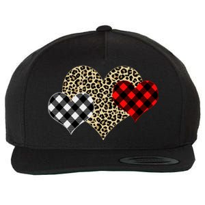 Cute Stylish Leopard Plaid Print Valentine Hearts Wool Snapback Cap