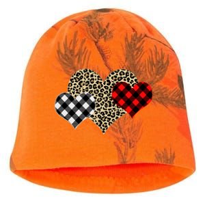 Cute Stylish Leopard Plaid Print Valentine Hearts Kati - Camo Knit Beanie