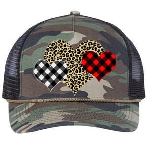 Cute Stylish Leopard Plaid Print Valentine Hearts Retro Rope Trucker Hat Cap