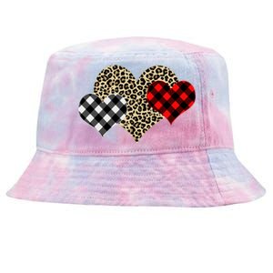 Cute Stylish Leopard Plaid Print Valentine Hearts Tie-Dyed Bucket Hat