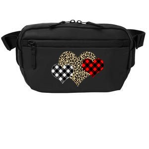 Cute Stylish Leopard Plaid Print Valentine Hearts Crossbody Pack